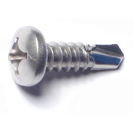 Self-Drilling Screw, #12 X 3/4 In, Stainless Steel Pan Head Phillips Drive, 12 PK